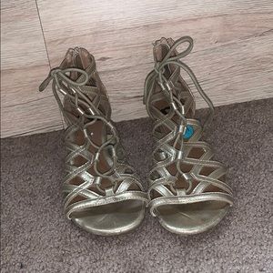 Gold lace up Sandals!!
